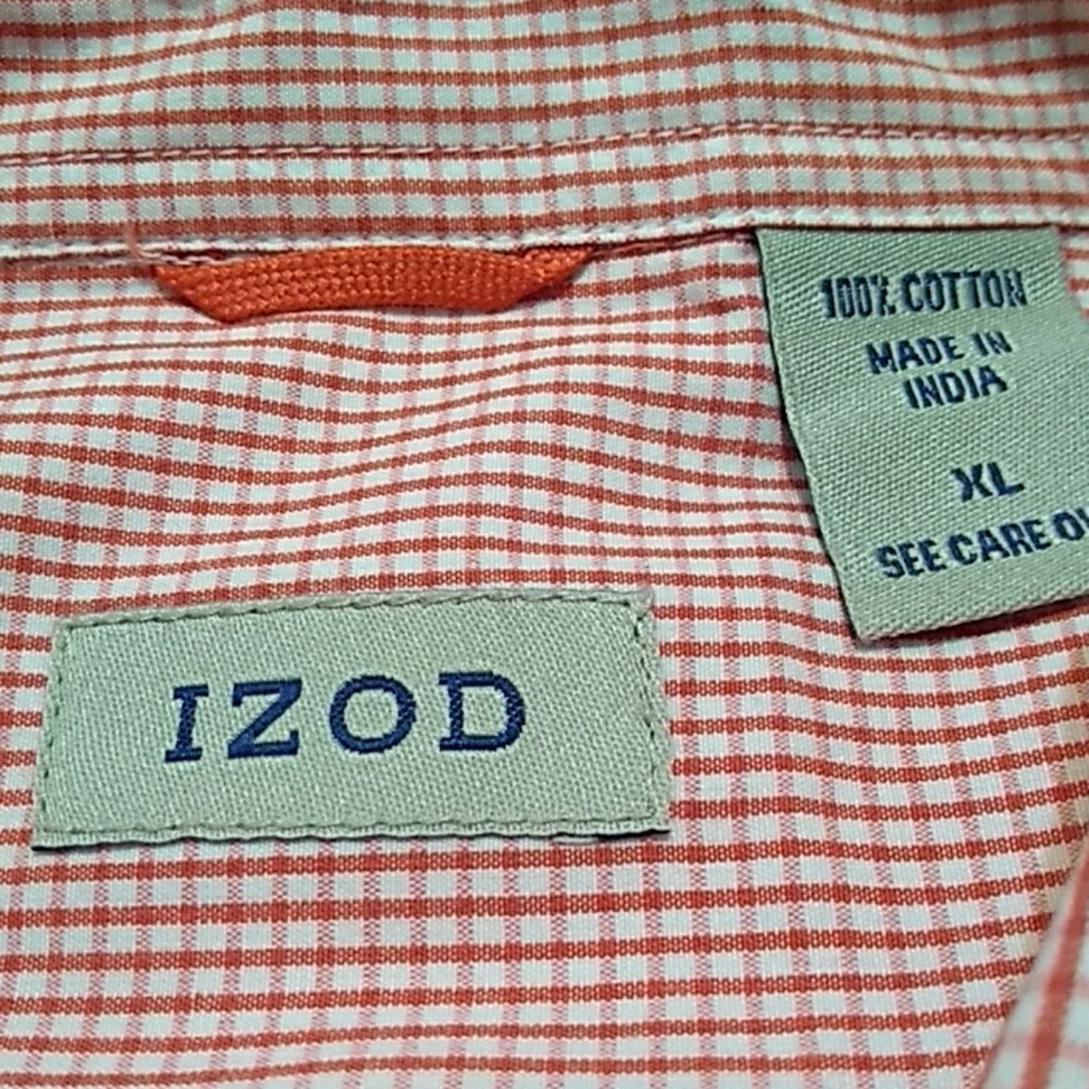 Coral check Izod button down - short sleeve